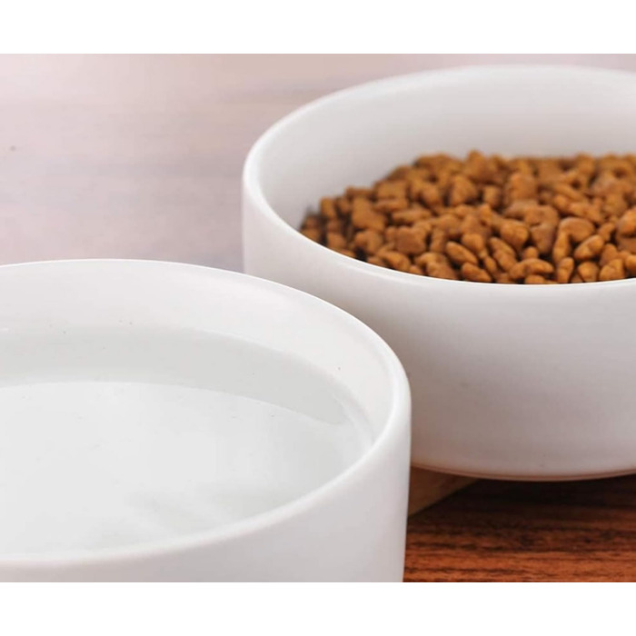 Керамічна миска для собак та котів 2 шт. з підставкою з бамбука, 600 мл, антиковзна, для годування, миска для тварин