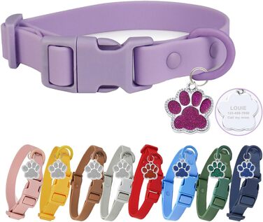 Персоналізоване собаче нашийник з металевою застібкою, з іменем та номером телефону. Регульовані розміри для великих та середніх собак (Collar 07)