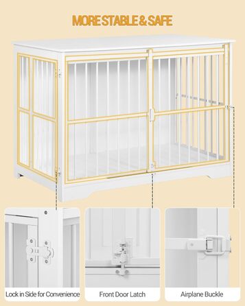 Клітка для собак Hzuaneri, 110 см, з 2 дверцятами, сучасний дизайн, для собак маленьких, середніх та великих (до 100 кг), білий колір, DFC84413W