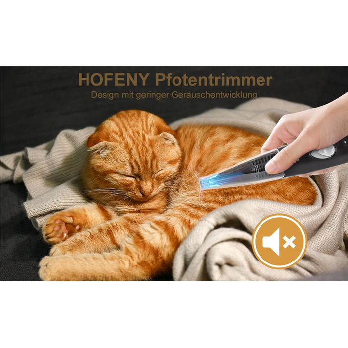 Триммер для лап собак Hofeny: безшумна машинка для стрижки лап, очей, вух та тіла собак та котів