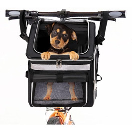 Сумка на велосипед для тварин, рюкзак для собак та котів з сіткою, складана переноска для малих та середніх собак та котів до 6 кг (Чорний)