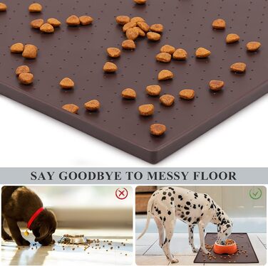 Підкладка під миску для собак та котів VIVAGLORY Grippymat, силіконова, L (60x40 см), шоколадного кольору