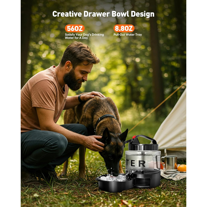 Портативна пляшка для води для собак PETNF, миска для води, не протікає, для великих собак, для подорожей, кемпінгу, прогулянок, пляжу, полювання