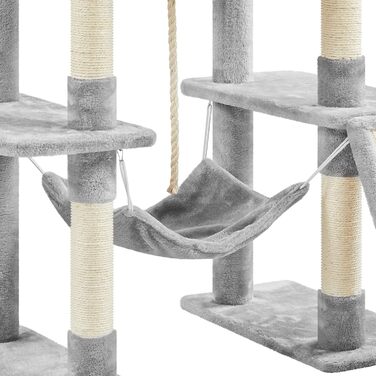 Великий котячий комплекс Yaheetech 206 см, стельовий, з сисалевим канатом, кошиком і гамаком, світло-сірий, для великих котів