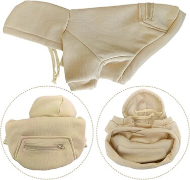 Теплий зимовий халат для собак з кишенею Jecikelon, худі для цуценят, одяг для маленьких собак, чихуахуа (Medium, Бежевий)