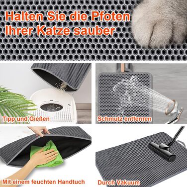 Килимок під лоток для котів AidSci | 70x55 см, водовідштовхувальний, з комірками, сірий