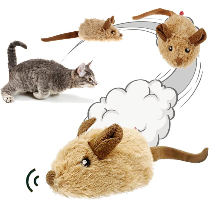 Іграшка для котів SuHaco GiGwi Melody Chaser: інтерактивна мишка з дрижанням, коричнева