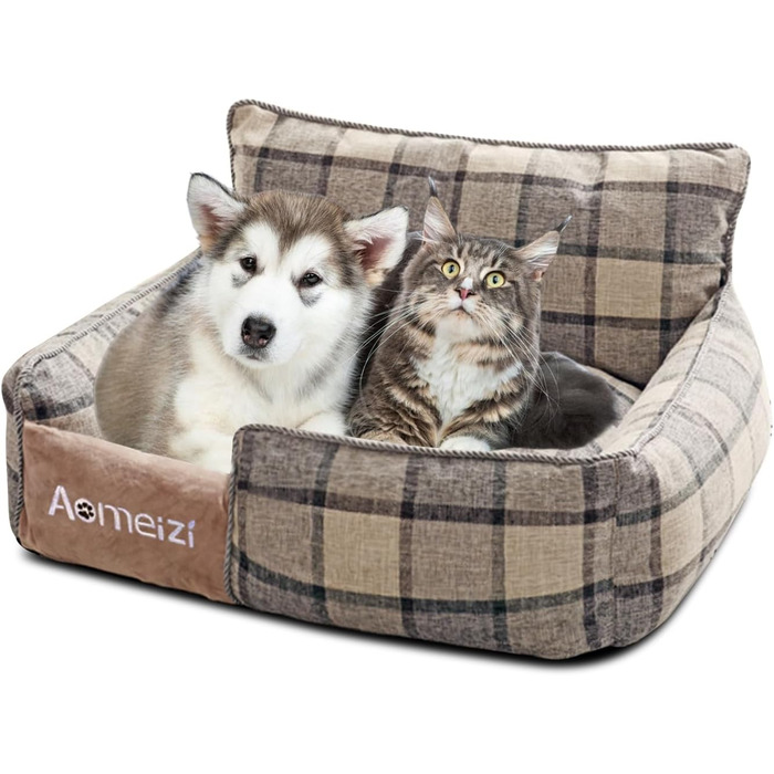 Ортопедичне ліжко для собак середніх та великих порід PETCUTE з знімним та миючим чохлом, антиковзаюче дно, м'яке диван-ліжко, сірий колір, з підголівником