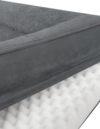 Ергономічне собаче ліжко Normani для великих, середніх та малих собак - ортопедична подушка для собак - диванчик для собак з високим бортиком (Антрацит, 50x60x14 см)