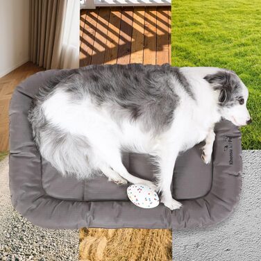 Міцний килимок для собак Khonsu з валиком для шиї, водонепроникний, для великих собак до 27 кг, сірий (35'x21'x3')