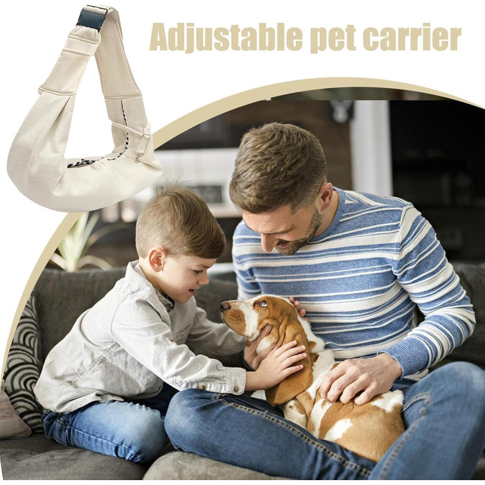 Сумка-переноска для собак Hogvinnatil, бежева: зручна переноска для цуценят та собак, регульовані ремені, для прогулянок та подорожей