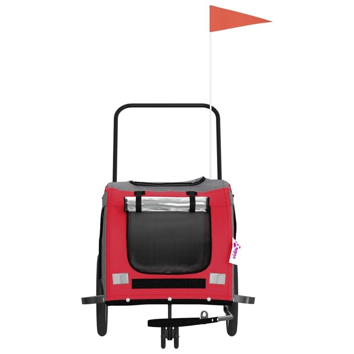 Причеп для собак та котів, велосипедний, червоний та сірий, з оксфордської тканини та металу, для маленьких та середніх собак та котів
