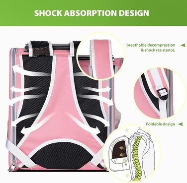 PETCUTE Рюкзак для собак і котів, дихаючий, прозорий, з підкладкою, для подорожей, дозволений авіакомпаніями, рожевий