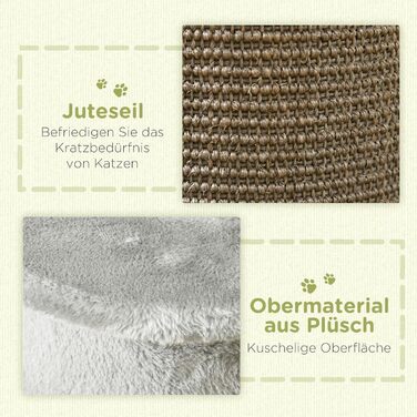 Котячий когтетоп PawHut кутовий, 58 см, сірий, з кулькою, для дому