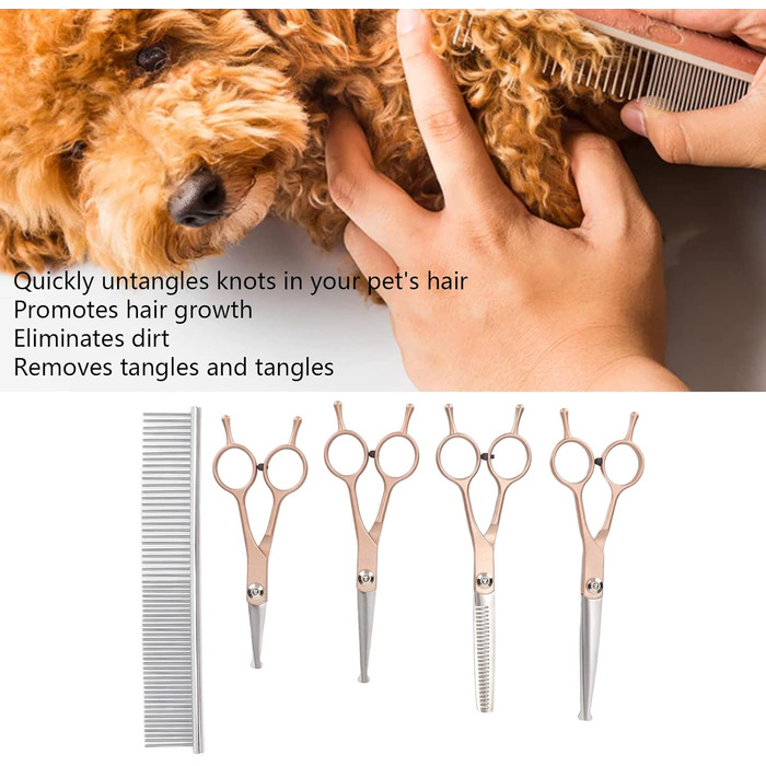 Набір професійних ножиць для грумінгу собак, 5 шт., з нержавіючої сталі, безпечні, для собак, котів та інших тварин