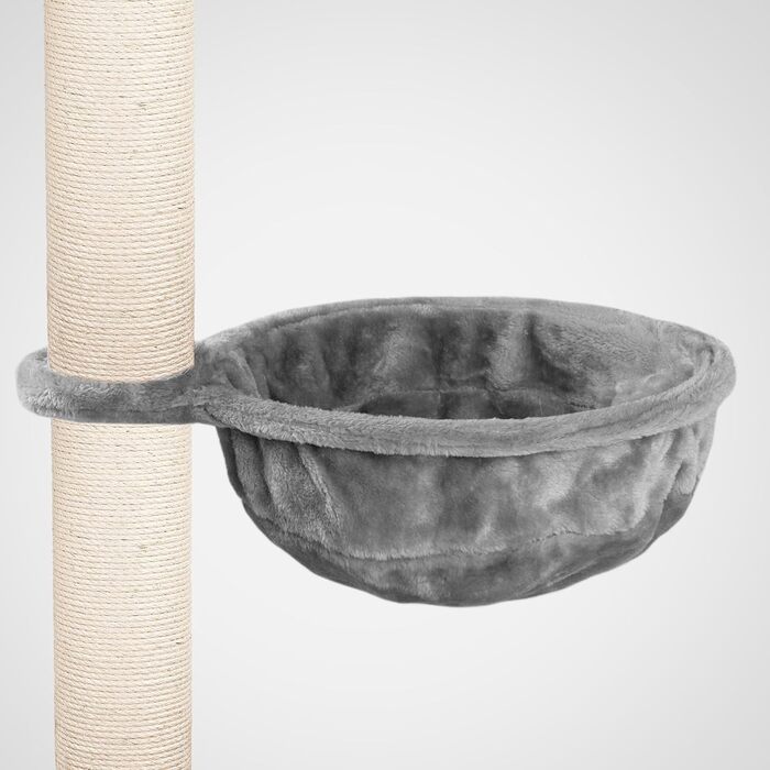 Лежанка для кота HappyPet XL на когтедрапці, Ø 40 см, сталевий каркас, плюш 440 г, до 15 кг, сіра