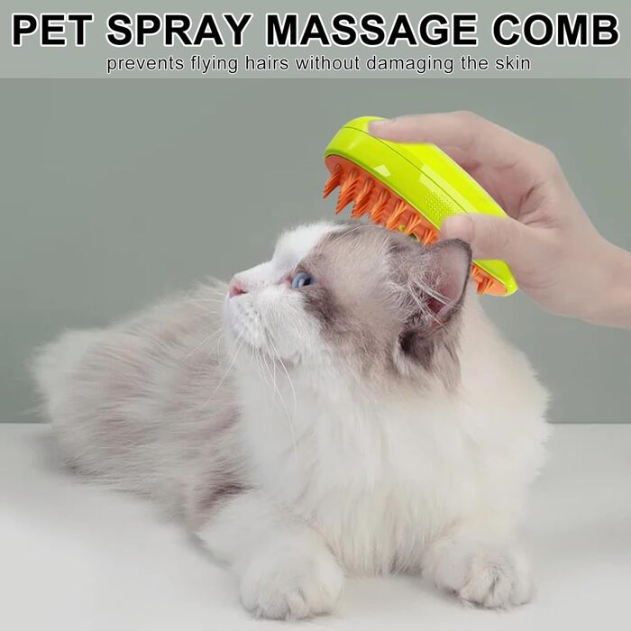 Датчик для котячого догляду Steamy Brush 3-в-1: видалення ворсу та бруду (зелений)