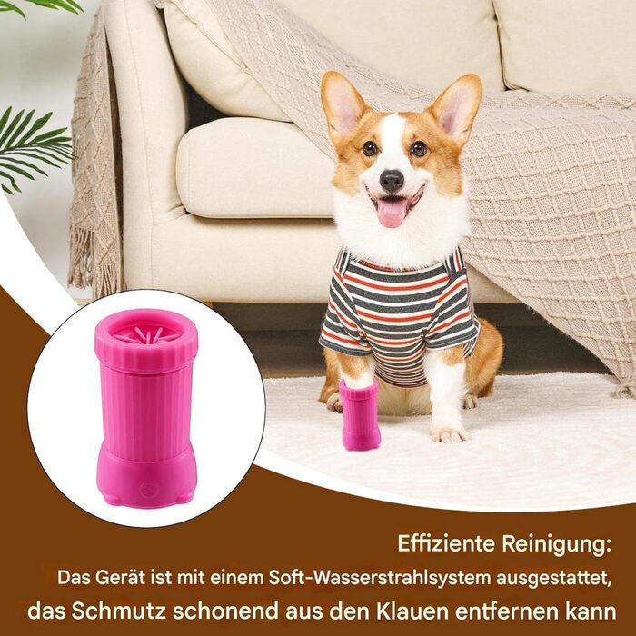 Електрична мийка для лап собак та котів Buddy Muddy - рожева | USB-зарядка, портативна