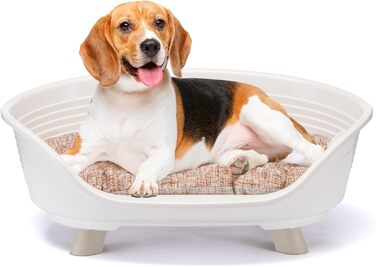 Підвищене ліжко для собак та котів Ferplast Throne з бавовняним матрацом, білий, 61,5 x 45 x 26 см