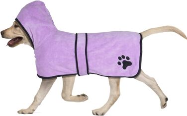 Рушник для собак з капюшоном, вбираючий, для сушіння після купання, для котів та собак усіх порід, L (блакитний) (фіолетовий L)