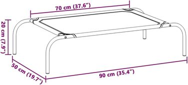 Підвищене ліжко для собак VidaXL 110x65x20 см, Textilene та сталь. Ліжко, диван, лежанка для собак, лежанка для домашніх тварин, місце для сну собак, Outdoor ліжко для собак (90 x 50 см, сірий)