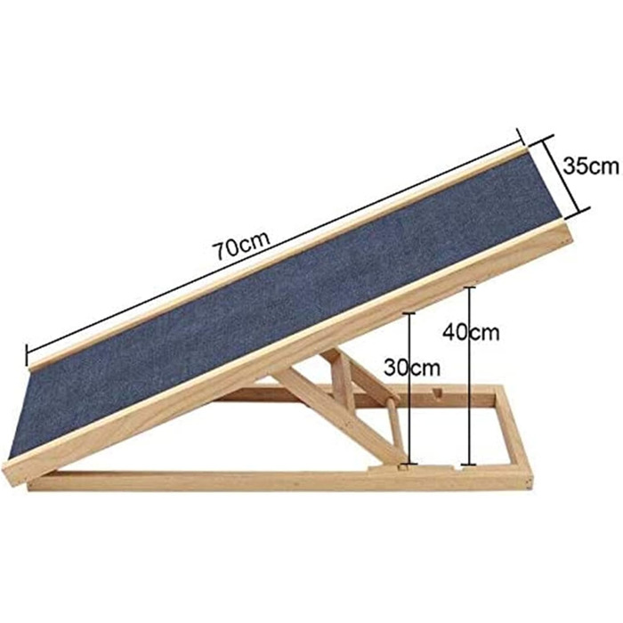 Дерев'яна пандус для собак і котів, 70 см, регульована висота, для ліжка, дивану, автомобіля