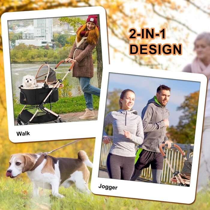 3 в 1 Візок для собак з знімним автокріслом, будки та переноски, складаний. Візок для домашніх тварин, дитячий візочок (Хакі, 20 кг)