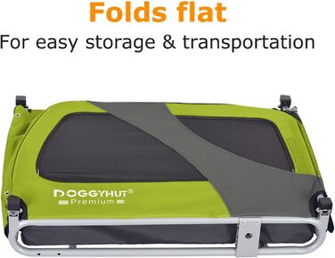 DOGGYHUT® Преміум велосипедний причіп для собак середнього розміру (до 23 кг), складаний, зелений