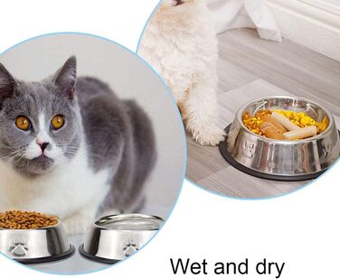 Набір з 3 мисок для котів з нержавіючої сталі, антиковзкі, для котів та кошенят