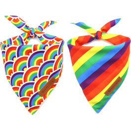 Набір з 2-х бандани для собак Realeaf Pride, райдужні, двосторонні, великий розмір, для домашніх тварин, ЛГБТ, трикутна форма, міцна тканина, для Дня Прайду