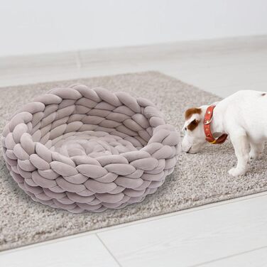 Ручне в'язане ліжко для котів та собак з бавовни, 40 см - тепле гніздо/кошик для домашніх тварин