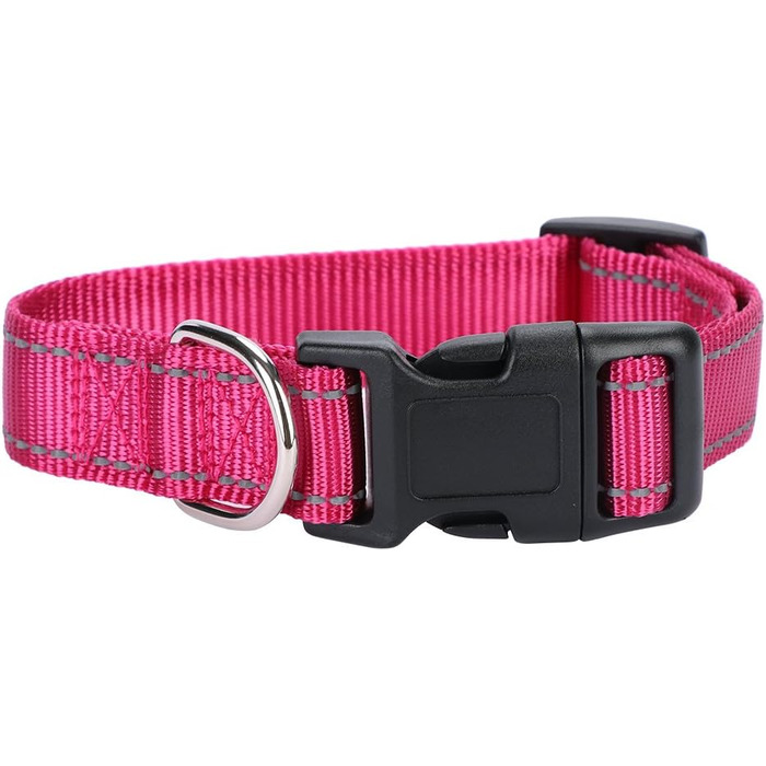 Нашийник для собак Türki (XL, Рожевий) з нейлону, з гравіюванням, світловідбиваючий, для великих, середніх та малих собак