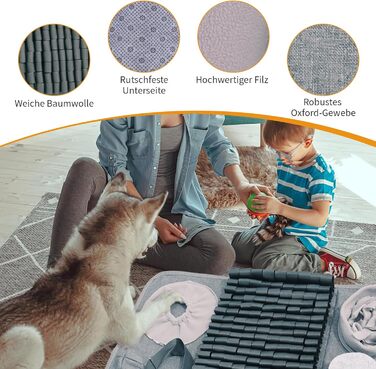 Килимок для собак SchnüFfelteppich, миючий, для тренувань та повільного годування, сірий (66 x 42 см)