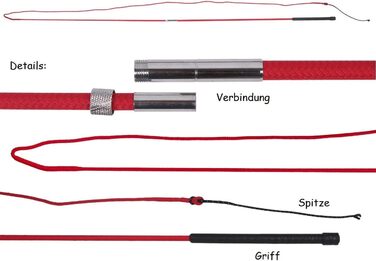Лонжа з фібрагласу NETPROSHOP, роздільна, довжина 180/200 см, з гумовим руків'ям, червона