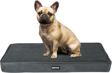 Ортопедичне ліжко для собак, 8 см товщина, подушка для маленьких собак, знімний та пральний килимок, неслизьке дно, водонепроникна підкладка, 76 см, темно-сірий L 76 x 51 x 8 см, темно-сірий