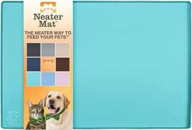 Силіконова підкладка для мисок собак і котів Neater Pet Brands, водонепроникна, захисний килимок для корму та води, аквамарин, 81,3×61 см