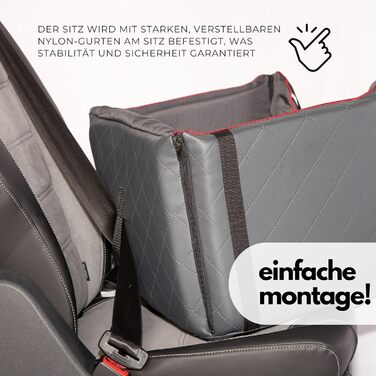 Автомобільний лежак для собак Golden Dog - сірий, 65x53x27 см, з кріпленням на ремінь безпеки, водонепроникний, для пасажирського сидіння, складаний