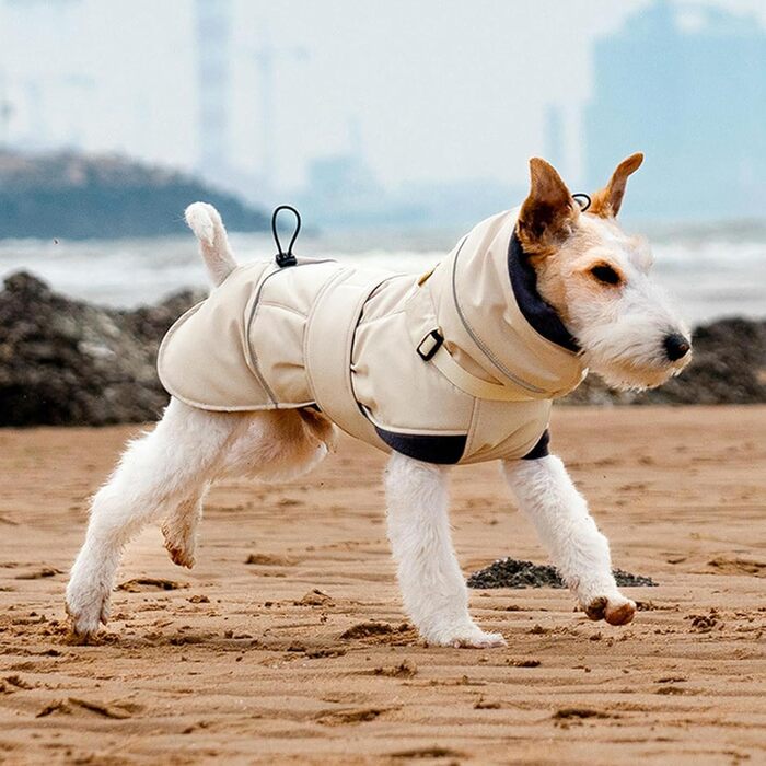 Тепла зимова жилетка для собак Wintermante, флісова комірця, для активного відпочинку, з кріпленням для шлейки, пуховик (Бежевий, 2XL)