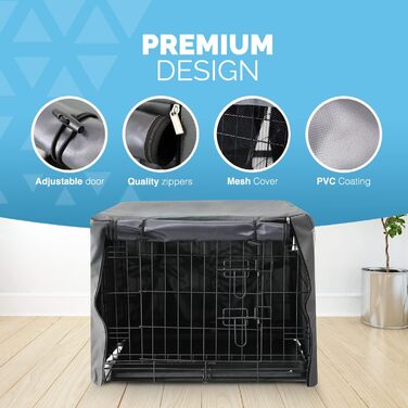 FurDreams чохол на клітку для собак XXL 122 см, вітрозахисний, з 2 дверима (передня та бічна), дихаюча сітка, для дресирування цуценят, міцний матеріал