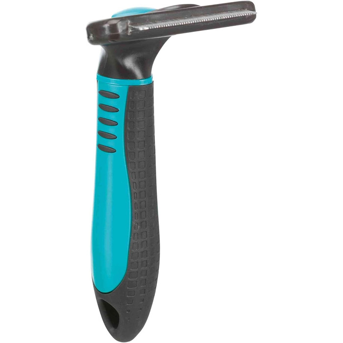 Тріксі Щітка-гребінець для видалення підшерстка - змінний гребінець, нержавіюча сталь, гумовий грифель - чорний/синій (7 x 15 см) - для собак та котів