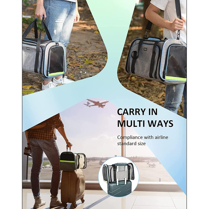 Транспортна сумка для тварин: переноска для котів та собак, сіра/світло-блакитна