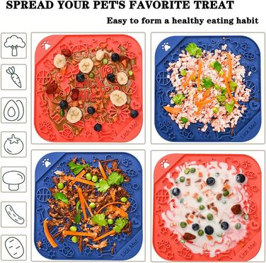 Килимок для собак та котів Leckmatte 2 шт. з присосками + лопатка, повільний годівник, антиковзаюча поверхня, зменшує нудьгу та тривогу, для корму, ласощів, йогурту, арахісової пасти (20x20 см, колір C)