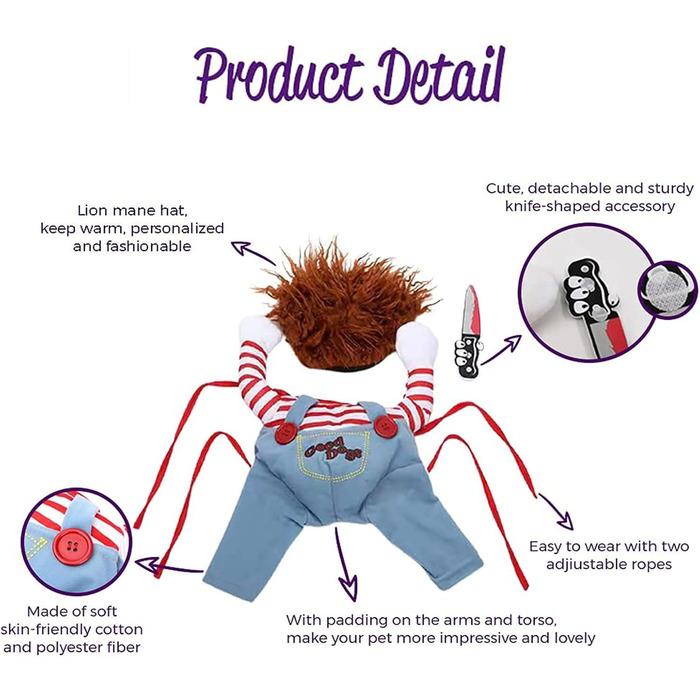 Костюм на Хелловін для собак: жахливий костюм для святкування, аксесуари та одяг для собак. Іграшки для рольових ігор, кумедні костюми для собак малого та великого розміру