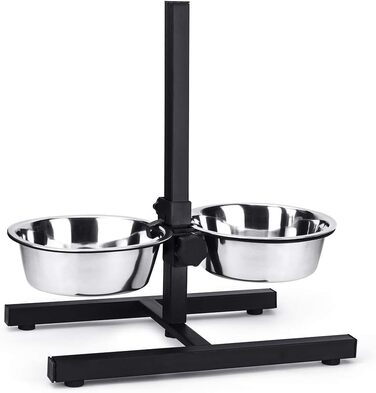 Миски для собак, сталеві, з кріпленням, чорні, 2 шт, 46 x 8 x 28 см