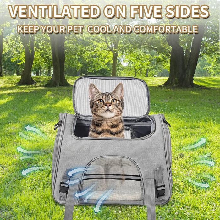 Транспортна сумка для кота та собаки, переноска для тварин з підстилкою, портативна, м'яка, складна, для цуценят та кошенят, дозволена авіакомпаніями