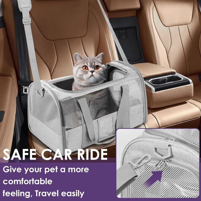 Транспортувальна сумка для тварин Foppla: Оксфордська тканина, дихаюча, складна, з мискою, для котів та собак, для подорожей