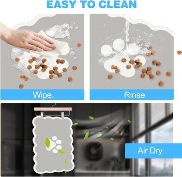 Килимок для годівлі собак та котів, 60 x 40 см, швидковисихаючий, неслизький, легко миється (сірий)