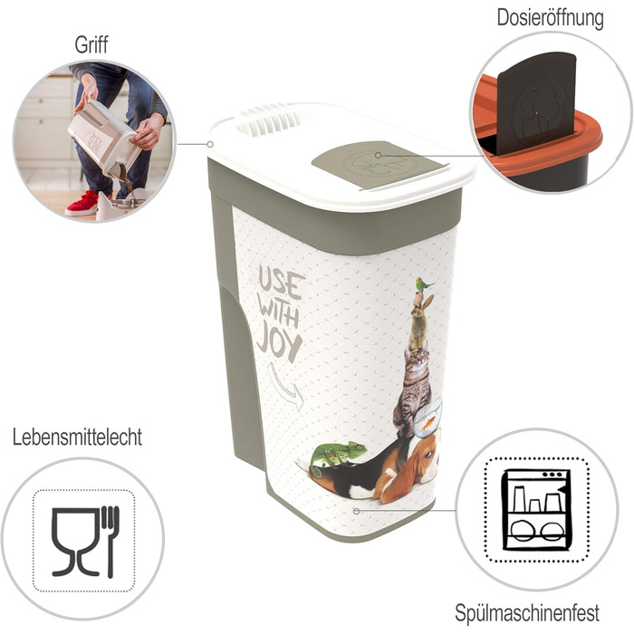 Контейнер для корму Rotho Flo 4.1л з кришкою, харчовий пластик PP, BPA-free, антрацит