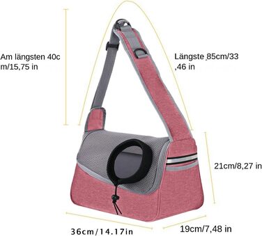 Сумка-переноска для собак та котів | Дихаюча сумка-переноска для тварин, регульована, з кишенею, рожева