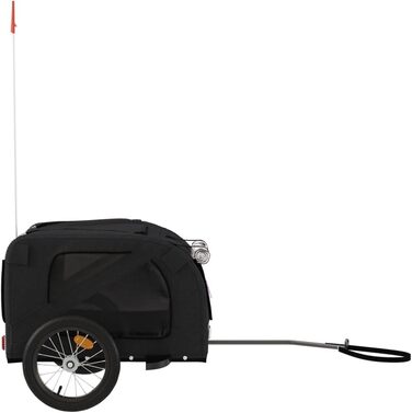 Причіп для собак VidaXL, причіп для тварин з відбивачами та прапорцем, вантажопідйомність 45 кг, Oxford-тканина, чорний (125 x 63 x 66 см)